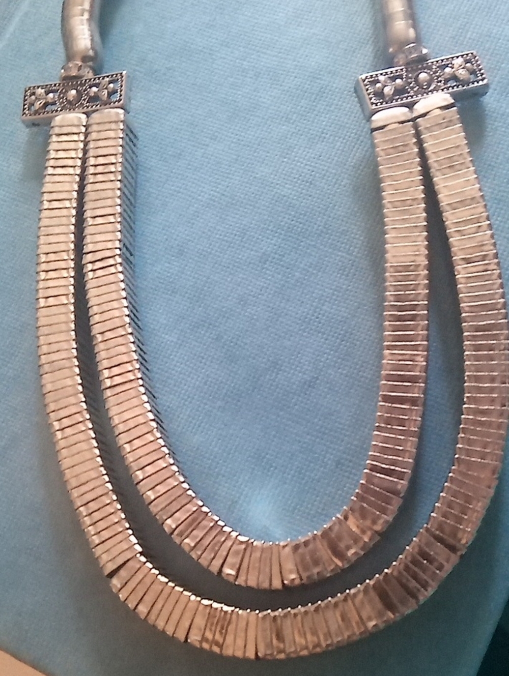 Silver Double Strand Flex Necklace - Silver-Unique, One Of A Kind.